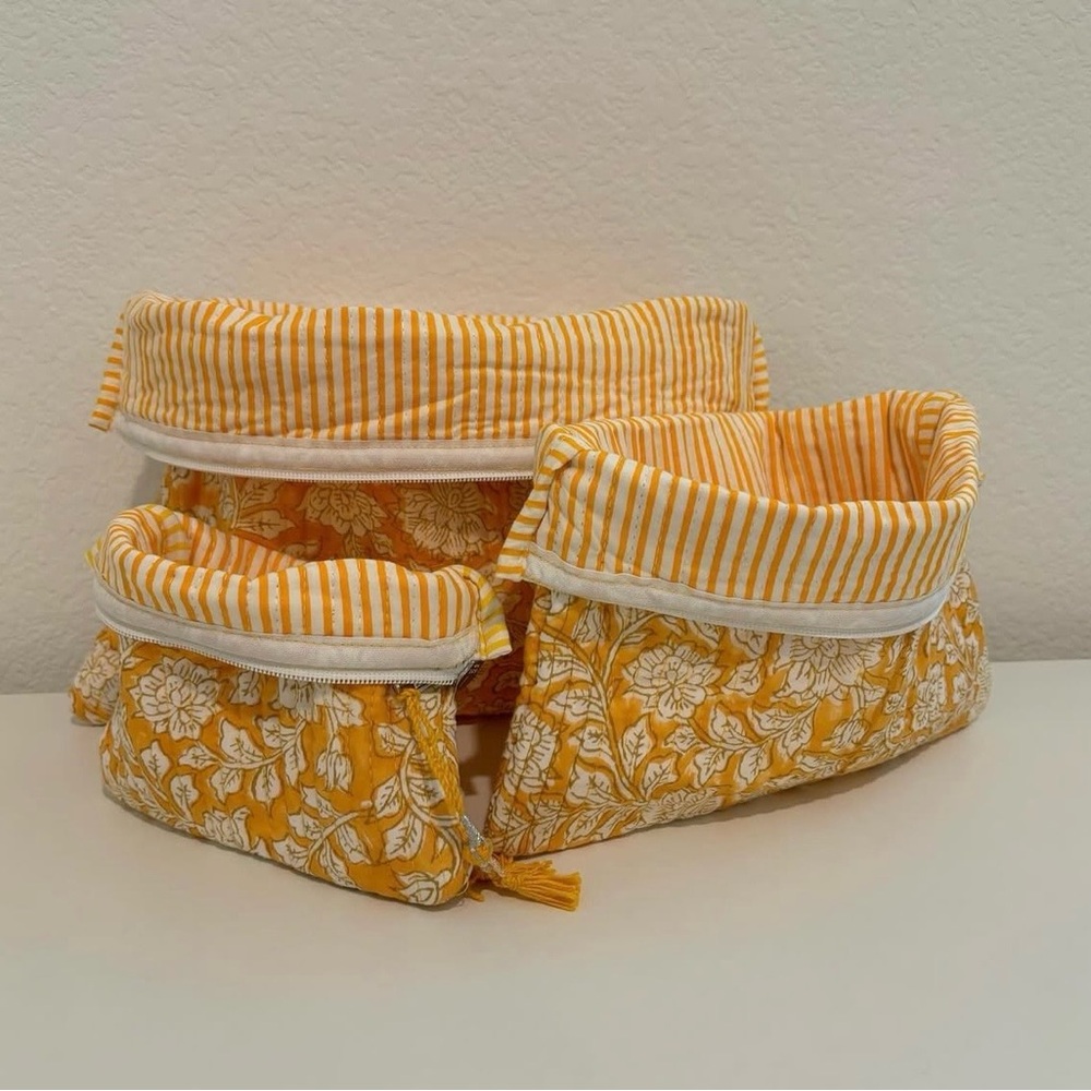 Set if 3, Multipurpose Matta Multicolor Floral Pouch Collection